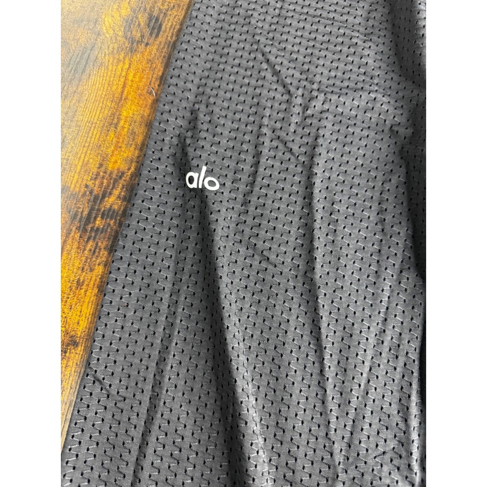 Alo Yoga Mesh Wide Leg Pants Black Elastic Waist Athleisure Women Small - Picture 2 of 4